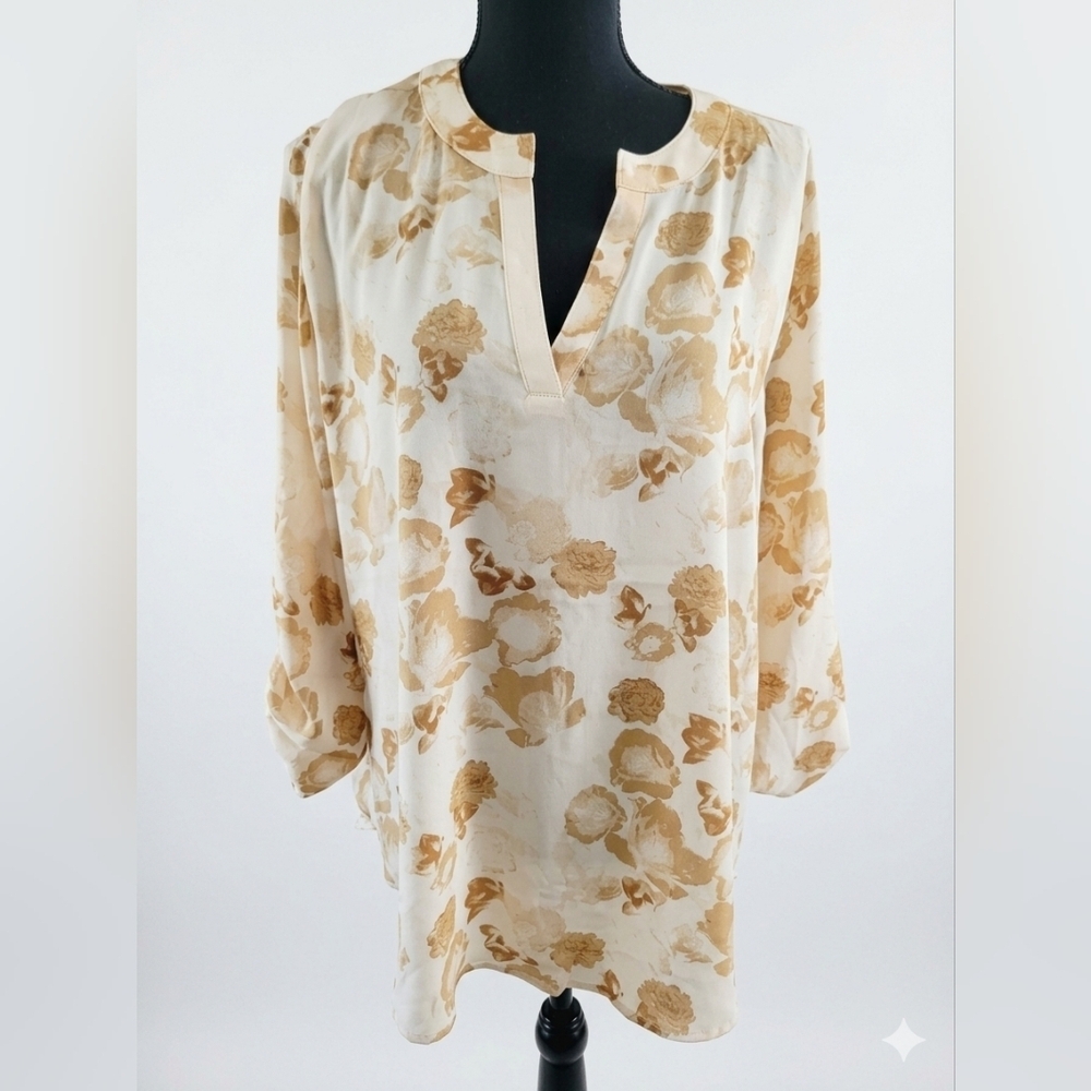 Cato Beige Floral Tunic Top